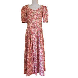 Vintage Laura Ashley 8 Pink Floral Cottagecore‎ Princess Dress Fairy Gypsy Chic